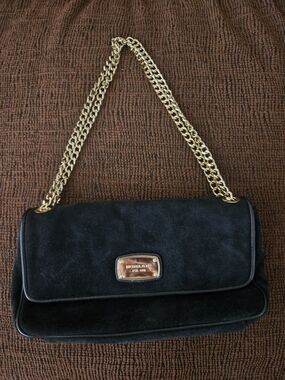 Michael Kors Black Suede Chain Shoulder Bag